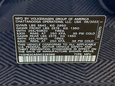 2022 Volkswagen Atlas Cross Sport 3.6L V6 SE w/Technology