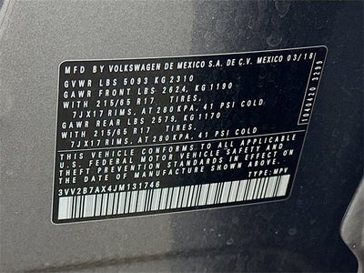 2018 Volkswagen Tiguan 2.0T SE 4Motion