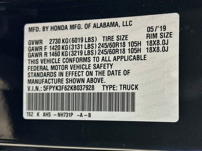 2019 Honda Ridgeline RTL-T