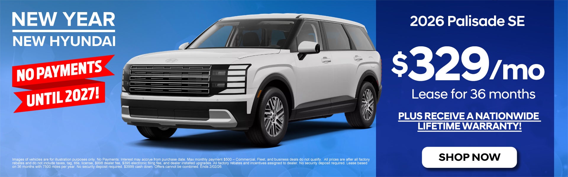 2026 Palisade SEL $329/mo