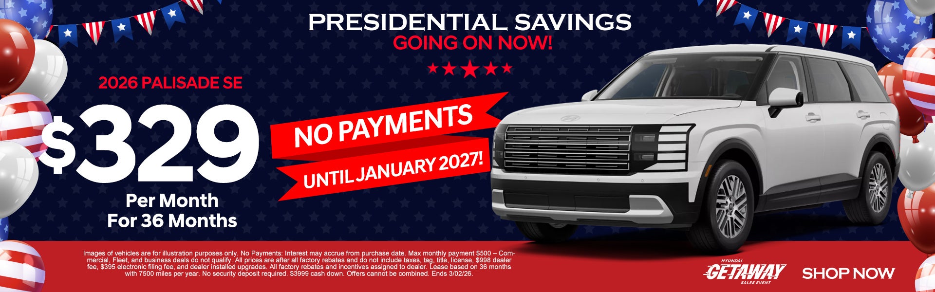 2026 Palisade SEL $329/mo