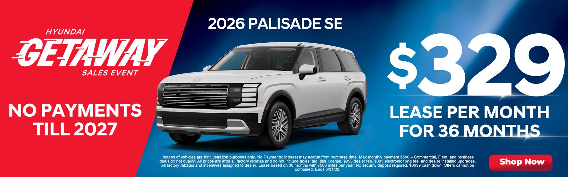 2026 Palisade SE $329/mo