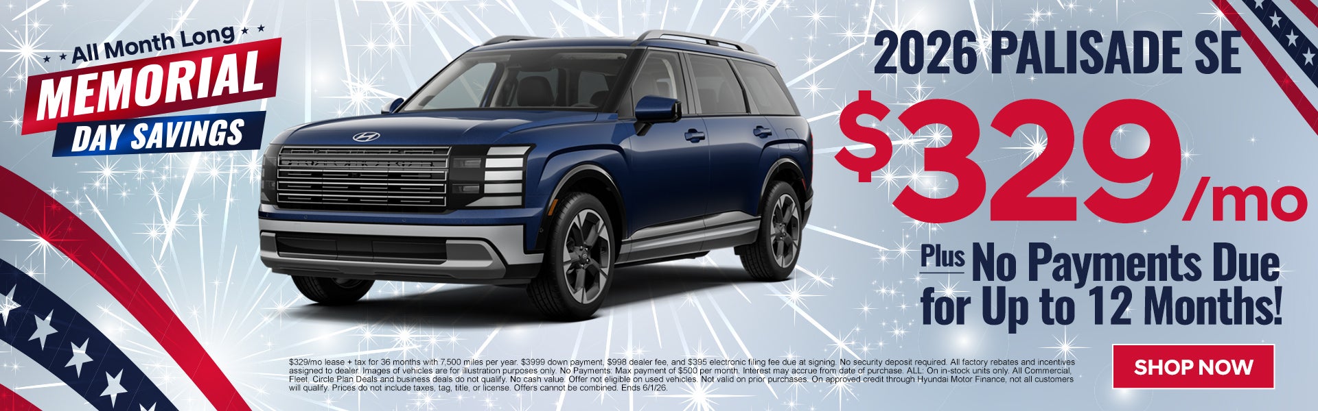 2026 Palisade SE $329/mo