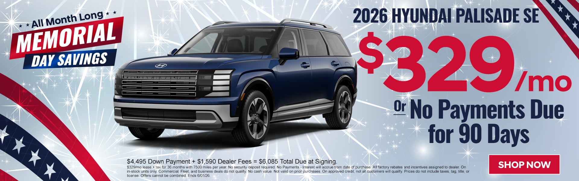 2026 Palisade SE $329/mo