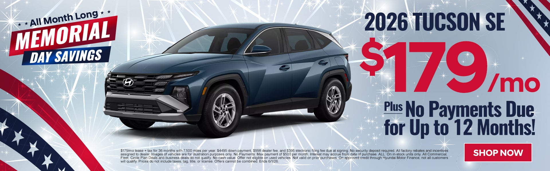 2026 Tucson SE $179/mo