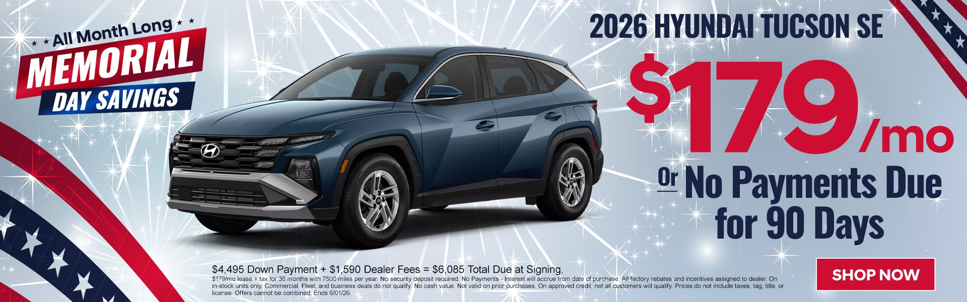 2026 Tucson SE $179/mo