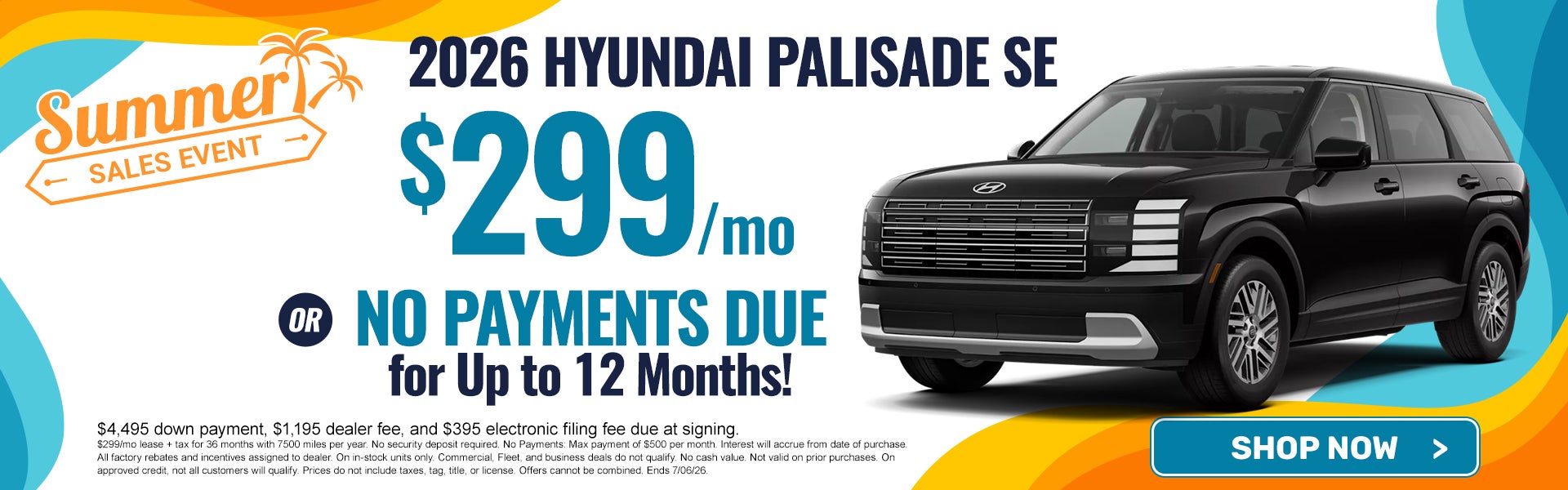 2026 Palisade SE $299/mo