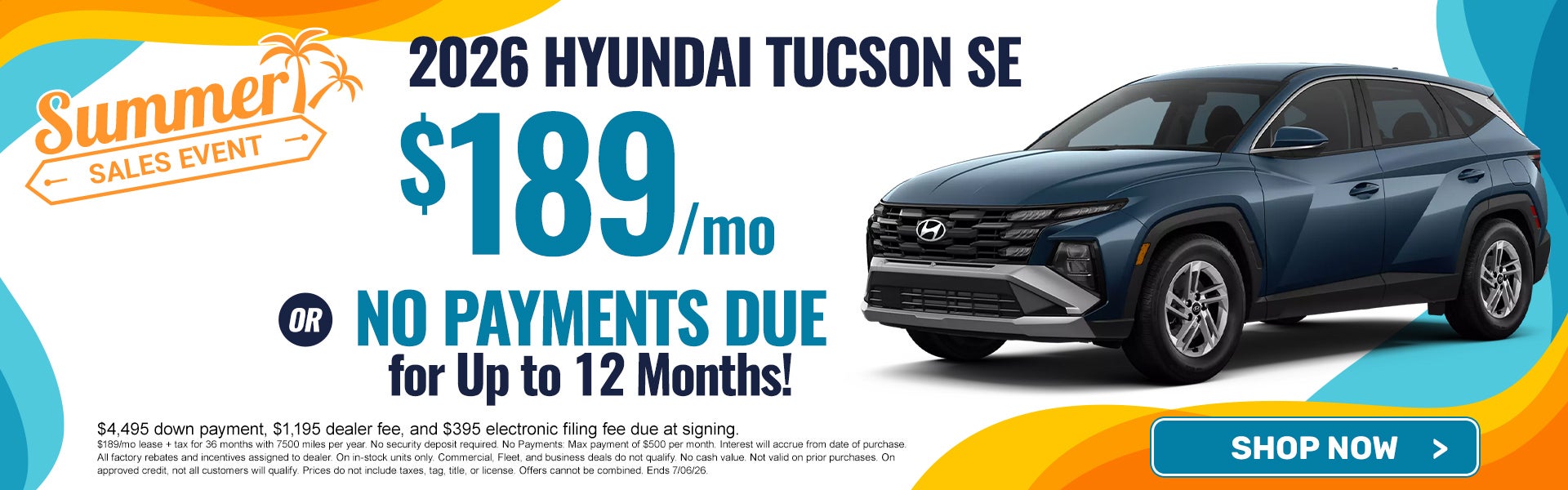 2026 Tucson SE $189/mo