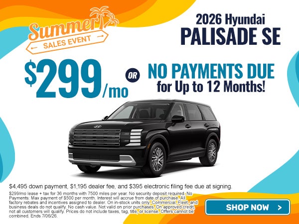 2026 Palisade SE $299/mo
