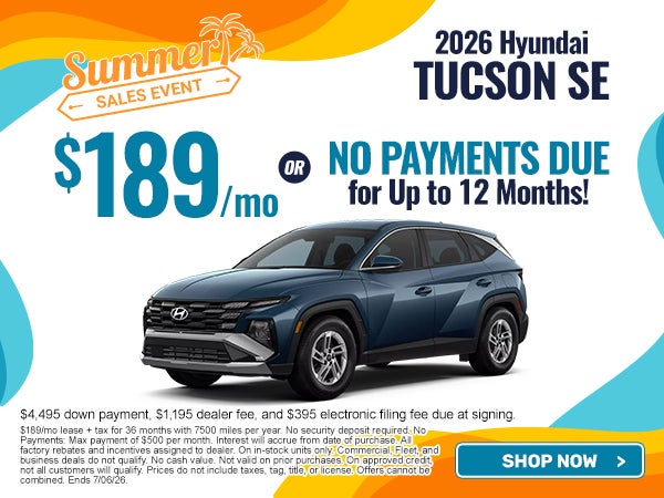 2026 Tucson SE $189/mo