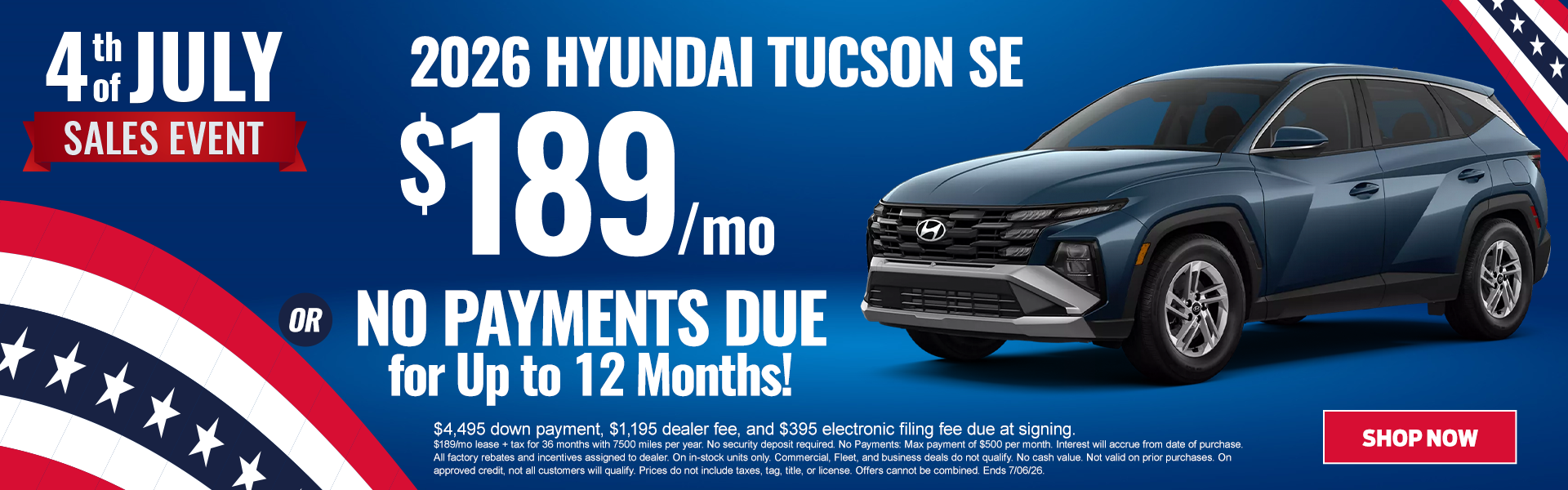 2026 Tucson SE $189/mo