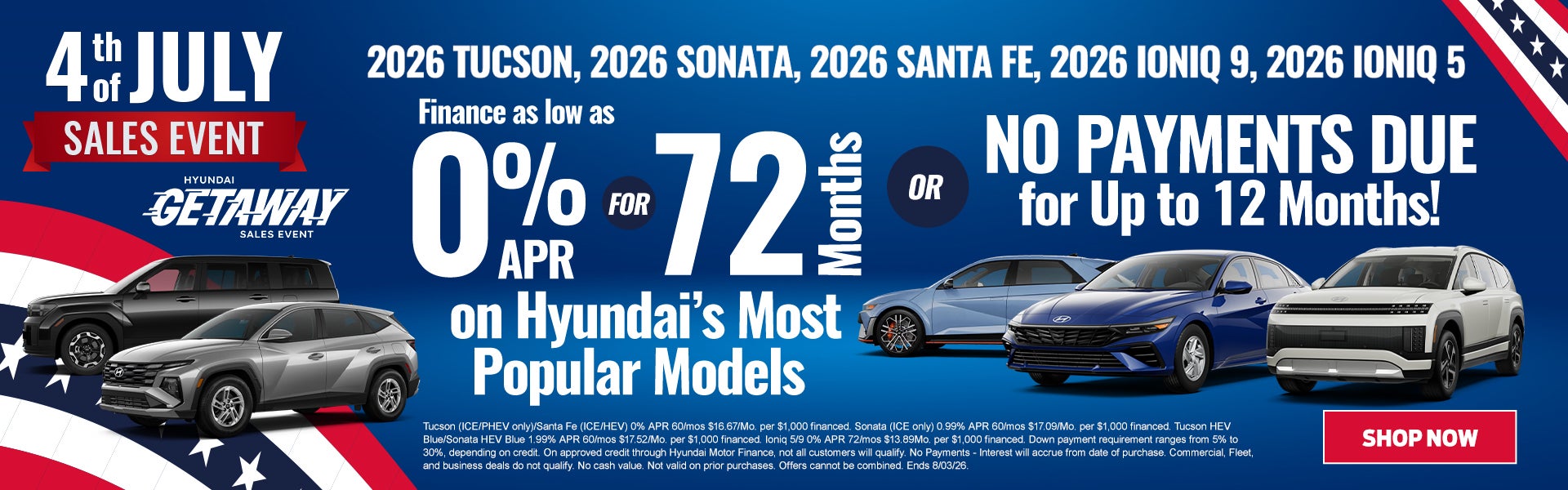 0% for 72 OR No Payments for up to 12 months!