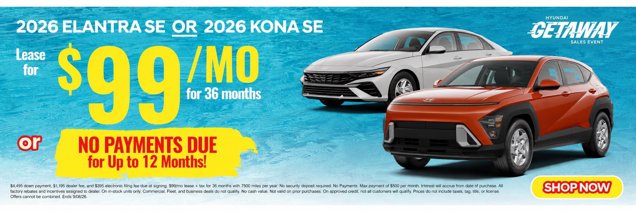 Elantra OR Kona Starting at Just $189/mo