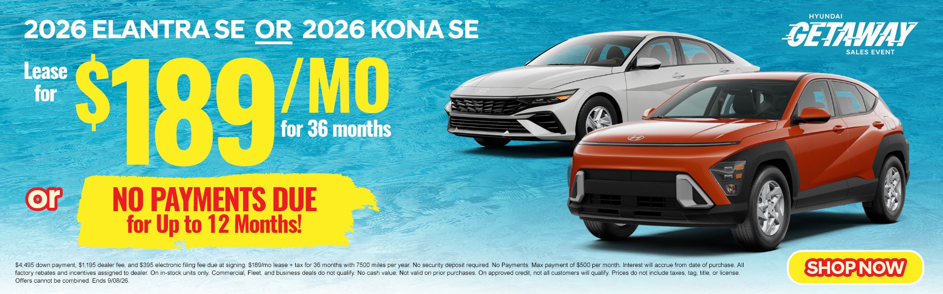 Elantra OR Kona Starting at Just $189/mo