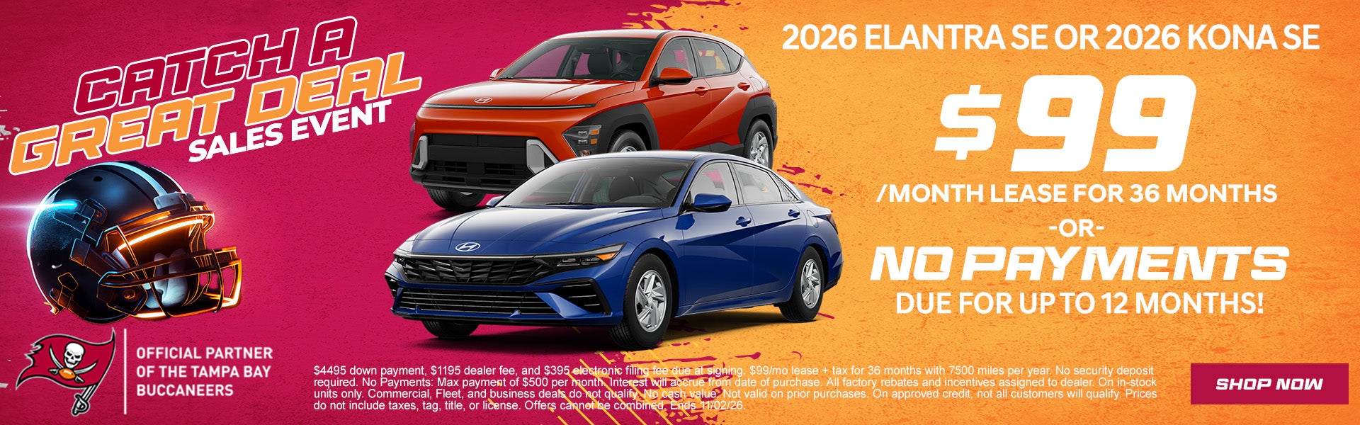 Elantra OR Kona for $99/mo