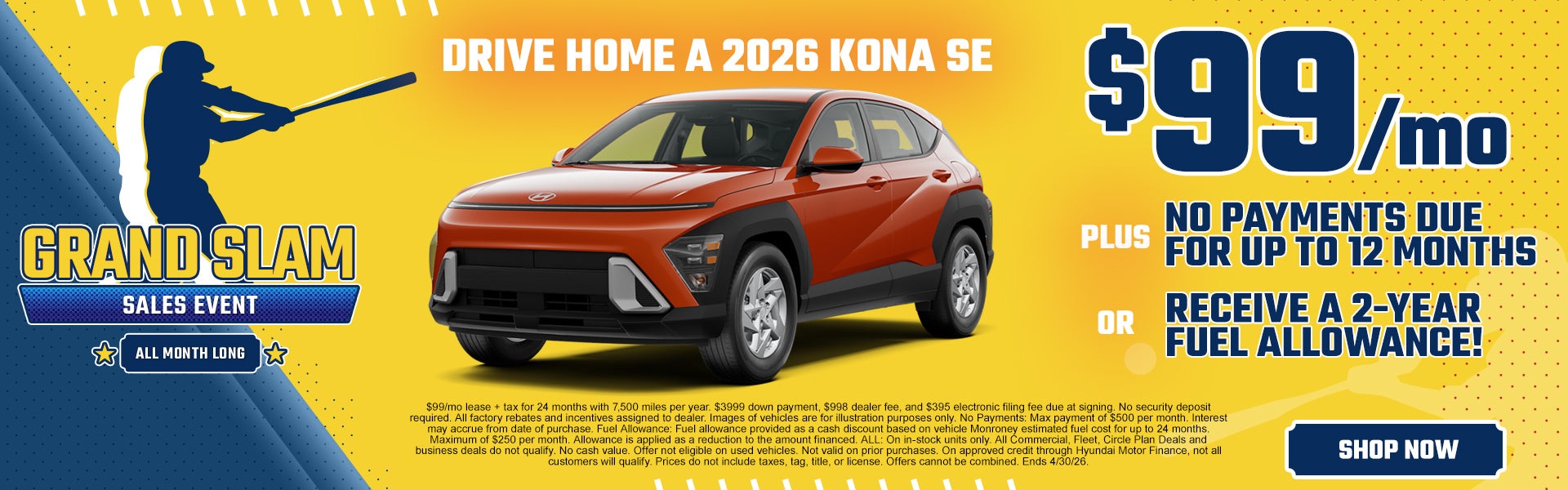 2026 Kona SE $99/mo